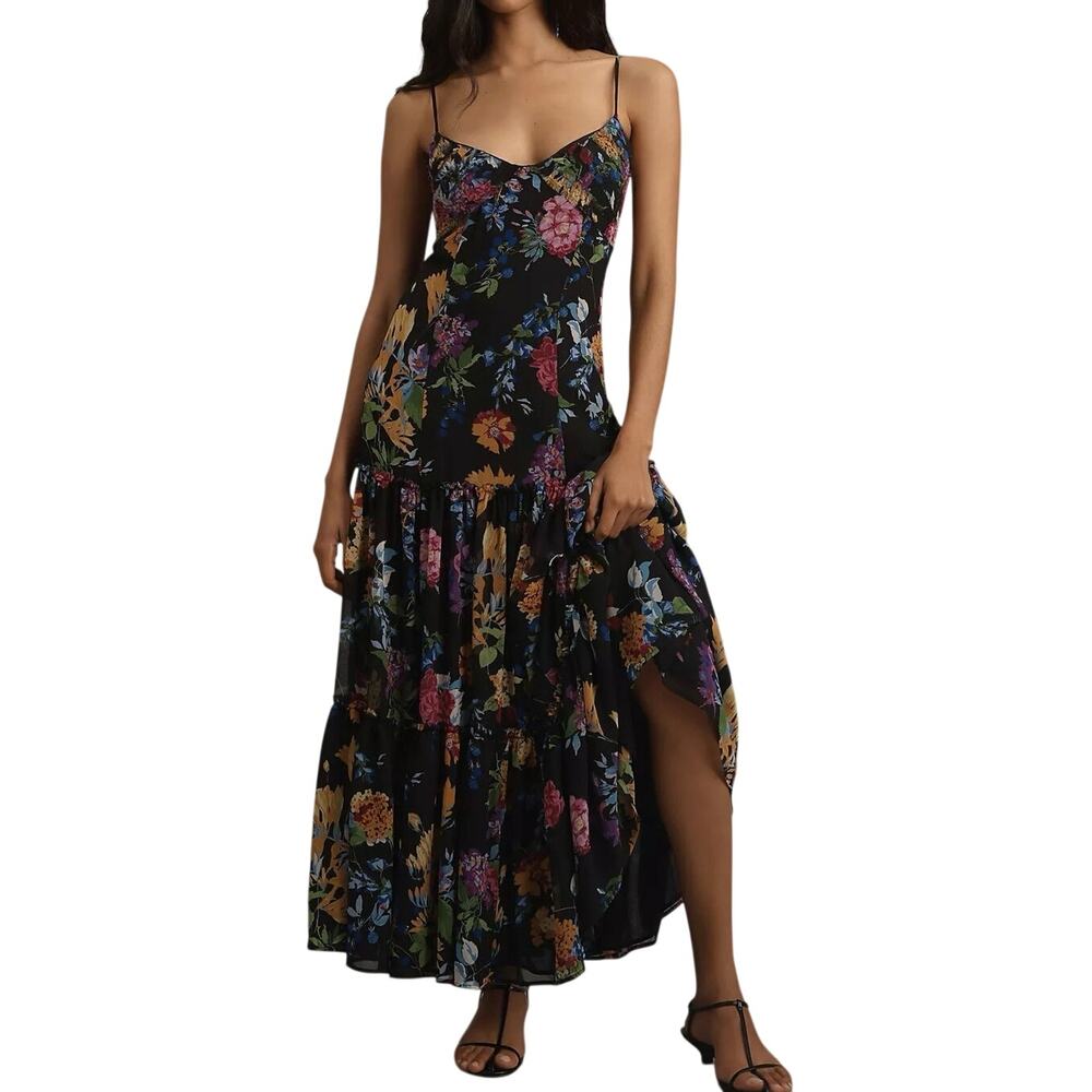 Anthropologie Sleeveless V-Neck Pleated Maxi Dress Size L MSRP $228 SOO